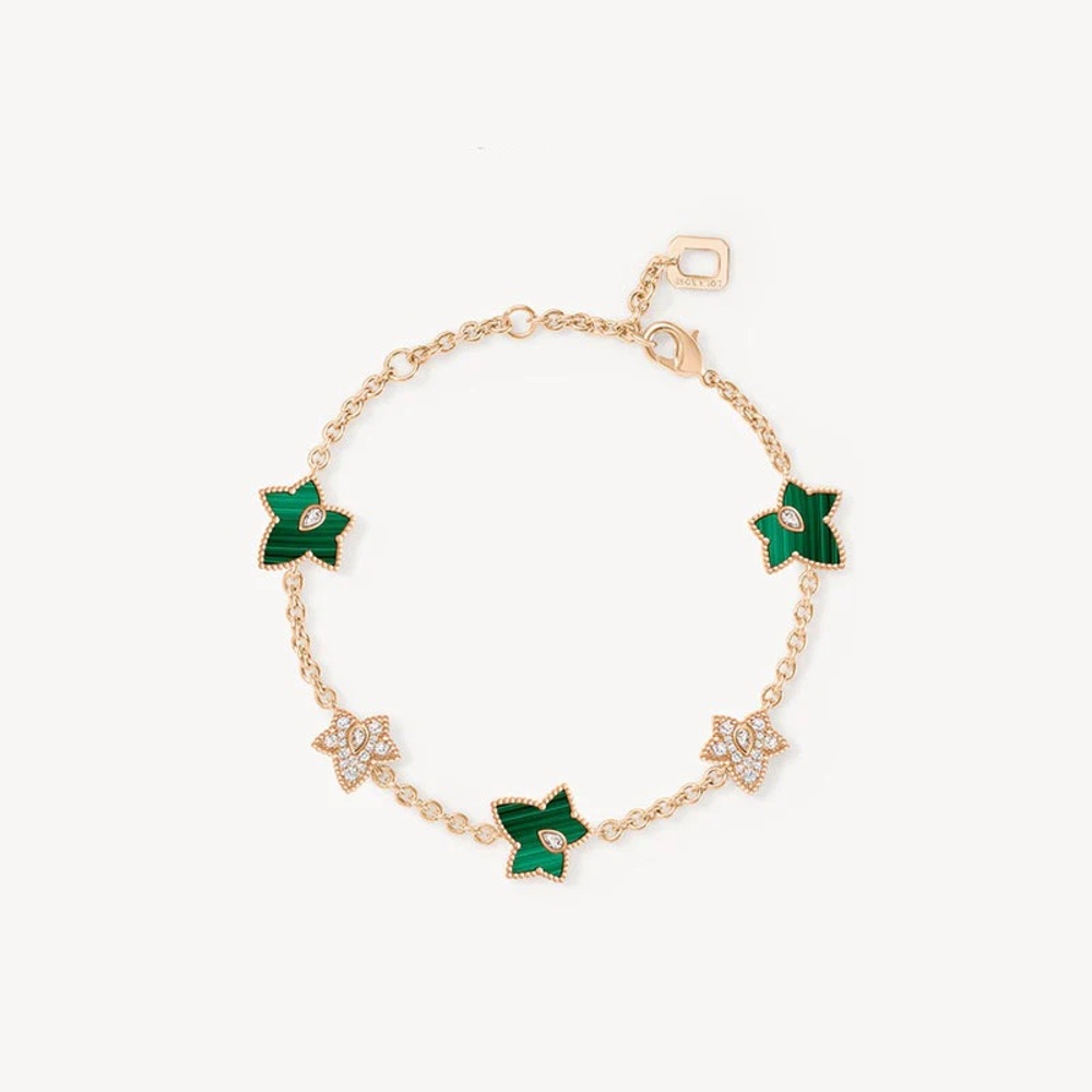 NWOT Lola Rose Malachite Bracelet, 5-leaf motif